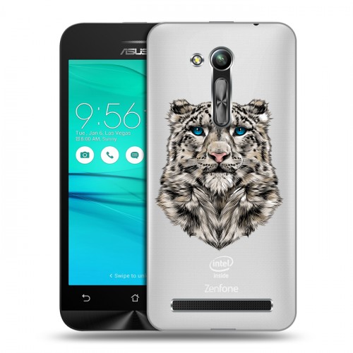 Полупрозрачный дизайнерский пластиковый чехол для ASUS ZenFone Go 4.5 ZB452KG Прозрачные леопарды
