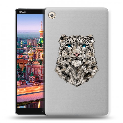 Полупрозрачный дизайнерский пластиковый чехол для Huawei MediaPad M5 8.4 Прозрачные леопарды
