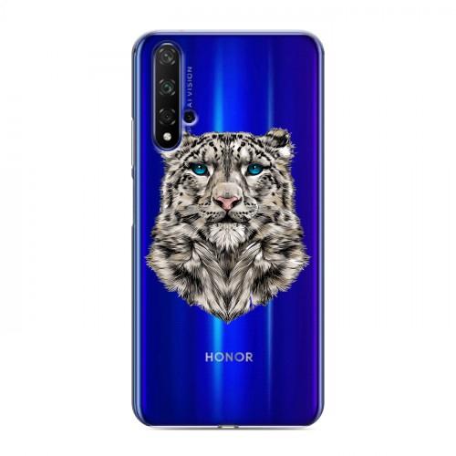 Полупрозрачный дизайнерский пластиковый чехол для Huawei Honor 20 Прозрачные леопарды