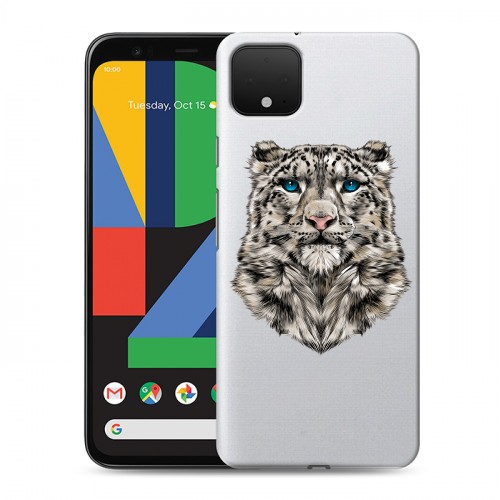 Полупрозрачный дизайнерский пластиковый чехол для Google Pixel 4 XL Прозрачные леопарды