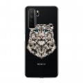 Полупрозрачный дизайнерский силиконовый с усиленными углами чехол для Huawei Honor 30S Прозрачные леопарды