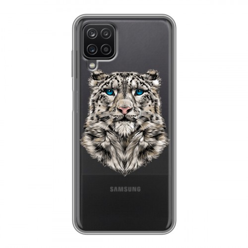 Полупрозрачный дизайнерский силиконовый с усиленными углами чехол для Samsung Galaxy A12 Прозрачные леопарды
