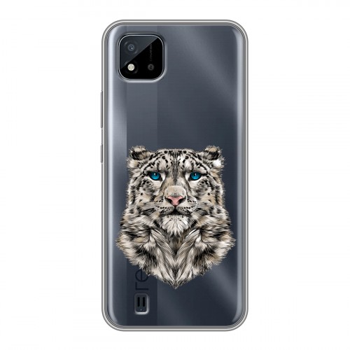 Полупрозрачный дизайнерский силиконовый чехол для Realme C20 Прозрачные леопарды