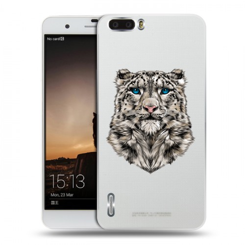 Полупрозрачный дизайнерский силиконовый чехол для Huawei Honor 6 Plus Прозрачные леопарды