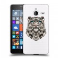 Полупрозрачный дизайнерский пластиковый чехол для Microsoft Lumia 640 XL Прозрачные леопарды