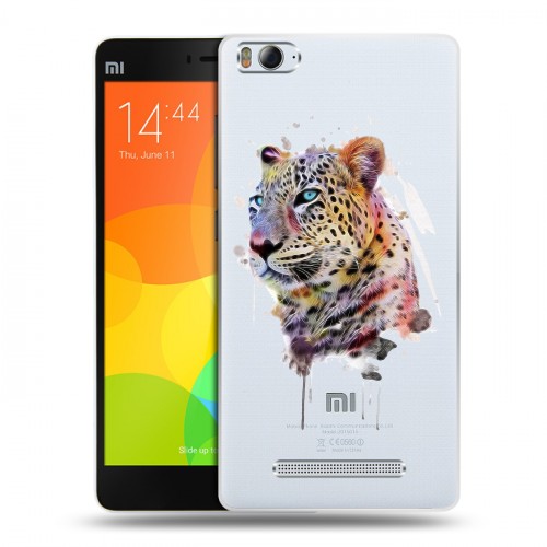 Полупрозрачный дизайнерский пластиковый чехол для Xiaomi Mi4i Прозрачные леопарды