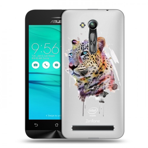 Полупрозрачный дизайнерский пластиковый чехол для ASUS ZenFone Go 4.5 ZB452KG Прозрачные леопарды
