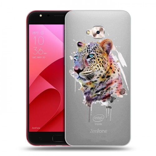 Полупрозрачный дизайнерский пластиковый чехол для ASUS ZenFone 4 Selfie Pro Прозрачные леопарды