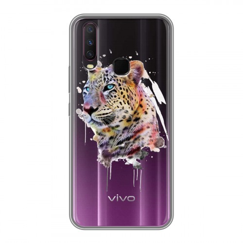 Полупрозрачный дизайнерский силиконовый чехол для Vivo Y17 Прозрачные леопарды