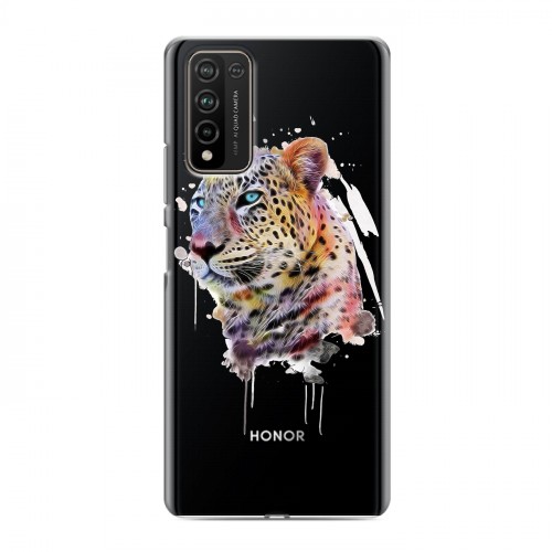 Полупрозрачный дизайнерский пластиковый чехол для Huawei Honor 10X Lite Прозрачные леопарды