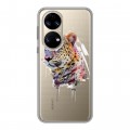 Полупрозрачный дизайнерский силиконовый чехол для Huawei P50 Pro Прозрачные леопарды