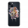 Полупрозрачный дизайнерский пластиковый чехол для Iphone 14 Прозрачные леопарды