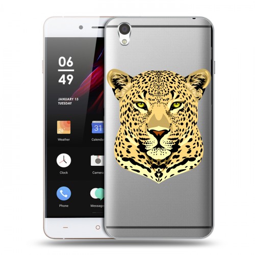 Дизайнерский пластиковый чехол для OnePlus X Прозрачные леопарды