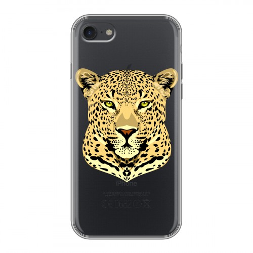 Дизайнерский силиконовый с усиленными углами чехол для Iphone 7 Прозрачные леопарды