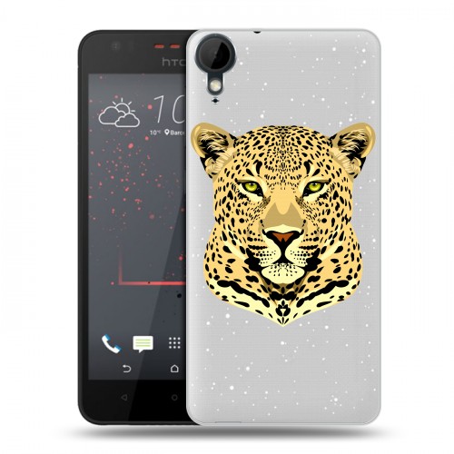 Дизайнерский пластиковый чехол для HTC Desire 825 Прозрачные леопарды