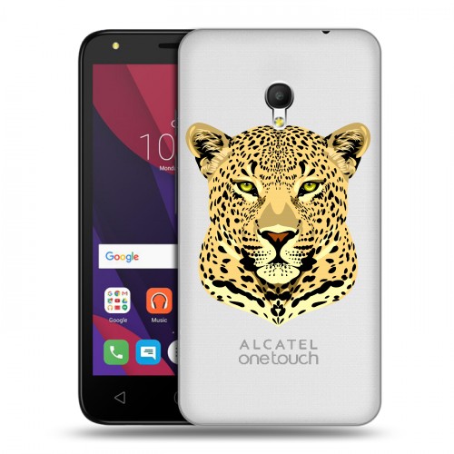 Дизайнерский пластиковый чехол для Alcatel Pixi 4 (5) 5010D Прозрачные леопарды