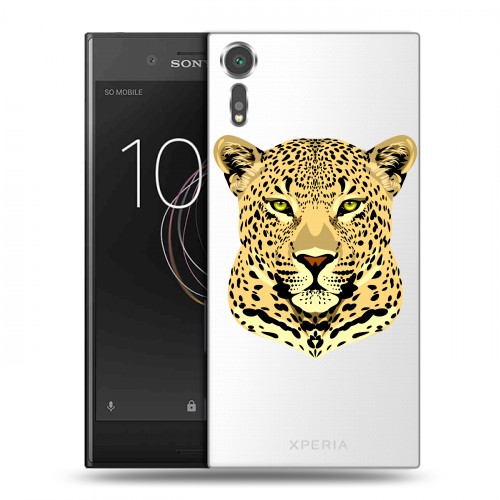 Дизайнерский пластиковый чехол для Sony Xperia XZs Прозрачные леопарды