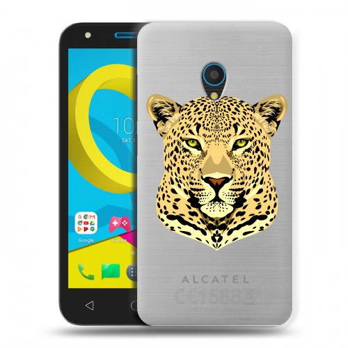 Дизайнерский пластиковый чехол для Alcatel U5 Прозрачные леопарды