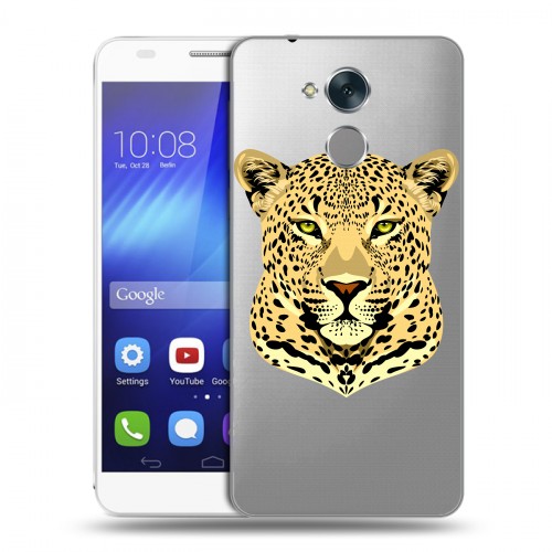 Дизайнерский пластиковый чехол для Huawei Honor 6C Прозрачные леопарды