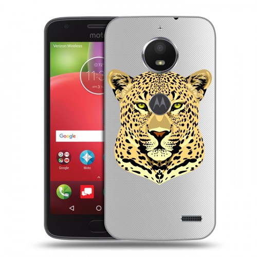 Дизайнерский пластиковый чехол для Motorola Moto E4 Прозрачные леопарды