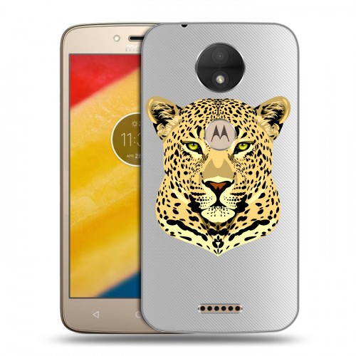 Дизайнерский силиконовый чехол для Motorola Moto C Прозрачные леопарды