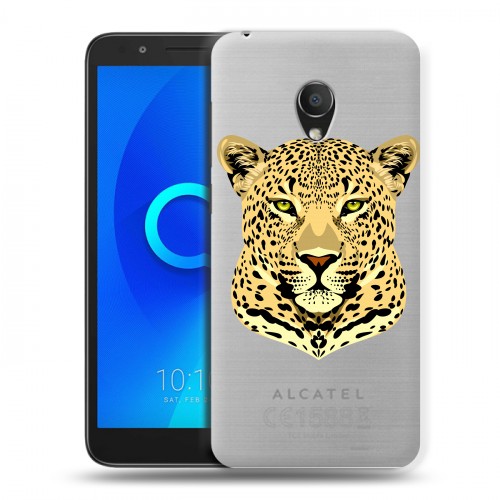 Дизайнерский пластиковый чехол для Alcatel 1C Прозрачные леопарды