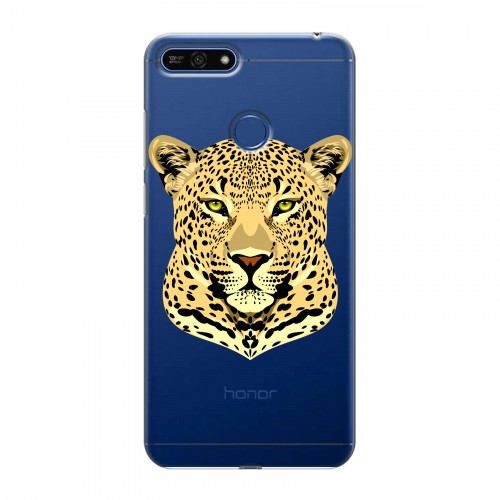 Дизайнерский силиконовый чехол для Huawei Honor 7A Pro Прозрачные леопарды