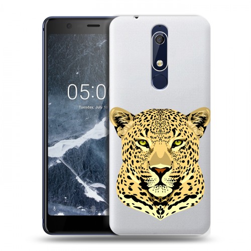 Дизайнерский пластиковый чехол для Nokia 5.1 Прозрачные леопарды