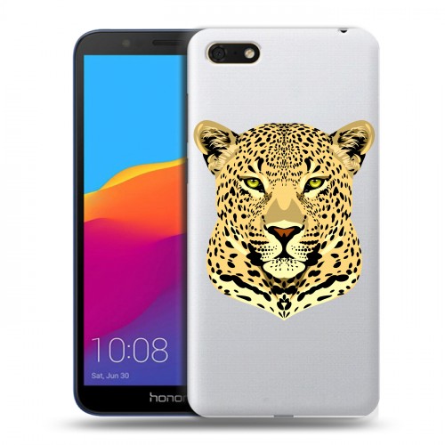 Дизайнерский пластиковый чехол для Huawei Honor 7A Прозрачные леопарды
