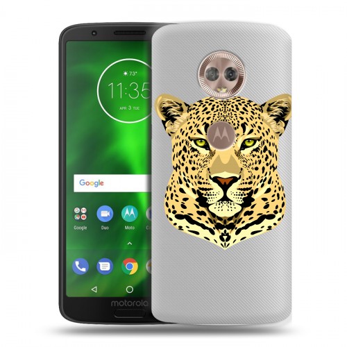 Дизайнерский пластиковый чехол для Motorola Moto G6 Прозрачные леопарды