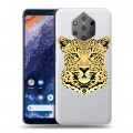 Дизайнерский силиконовый чехол для Nokia 9 PureView Прозрачные леопарды
