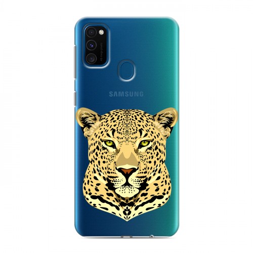 Дизайнерский силиконовый чехол для Samsung Galaxy M30s Прозрачные леопарды