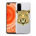 Дизайнерский силиконовый чехол для Huawei Honor View 30 Pro Прозрачные леопарды
