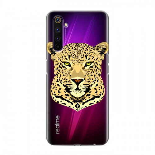 Дизайнерский силиконовый чехол для Realme 6 Pro Прозрачные леопарды