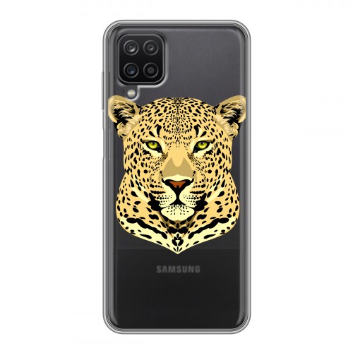 Дизайнерский силиконовый с усиленными углами чехол для Samsung Galaxy A12 Прозрачные леопарды