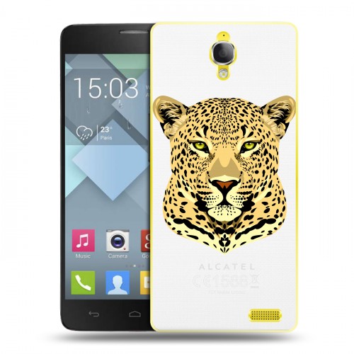 Дизайнерский пластиковый чехол для Alcatel One Touch Idol X Прозрачные леопарды
