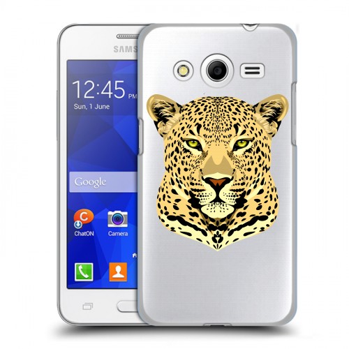 Дизайнерский пластиковый чехол для Samsung Galaxy Core 2 Прозрачные леопарды