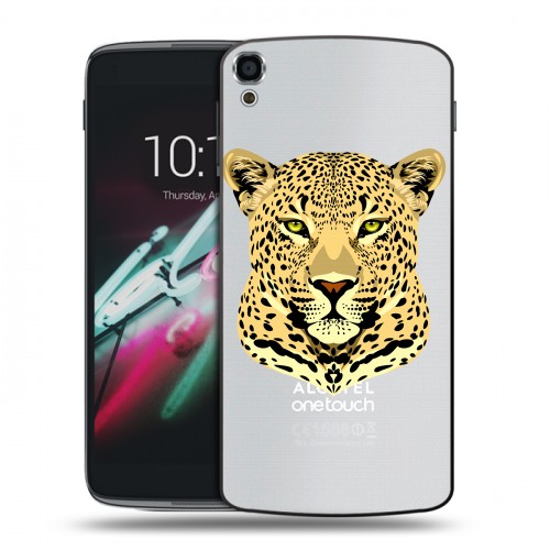 Дизайнерский пластиковый чехол для Alcatel One Touch Idol 3 (5.5) Прозрачные леопарды