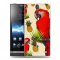 Дизайнерский пластиковый чехол для Sony Xperia S Птицы и фрукты