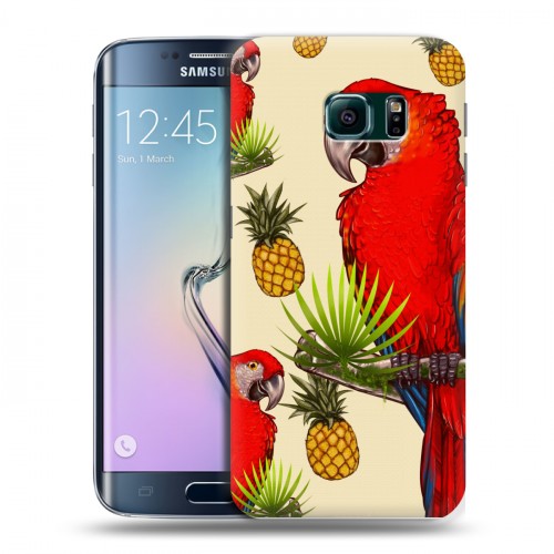 Дизайнерский пластиковый чехол для Samsung Galaxy S6 Edge Птицы и фрукты