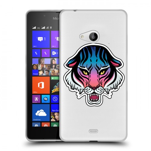 Дизайнерский пластиковый чехол для Microsoft Lumia 540 Прозрачные леопарды