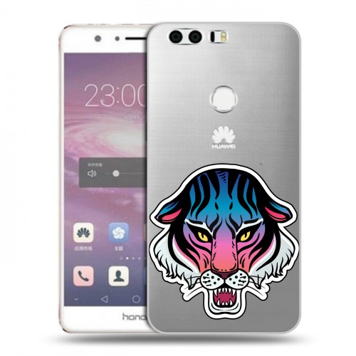 Дизайнерский пластиковый чехол для Huawei Honor 8 Прозрачные леопарды