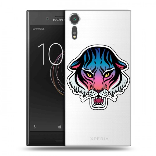 Дизайнерский пластиковый чехол для Sony Xperia XZs Прозрачные леопарды