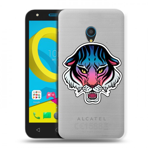 Дизайнерский пластиковый чехол для Alcatel U5 Прозрачные леопарды