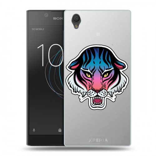 Дизайнерский пластиковый чехол для Sony Xperia L1 Прозрачные леопарды