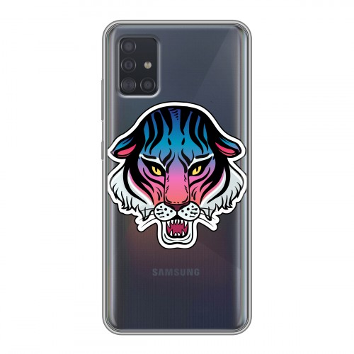 Дизайнерский силиконовый чехол для Samsung Galaxy A51 Прозрачные леопарды