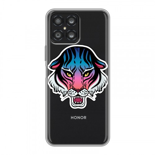 Дизайнерский силиконовый чехол для Huawei Honor X8 Прозрачные леопарды
