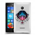 Дизайнерский пластиковый чехол для Microsoft Lumia 435 Прозрачные леопарды