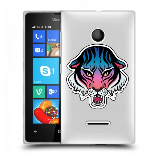 Дизайнерский пластиковый чехол для Microsoft Lumia 435 Прозрачные леопарды