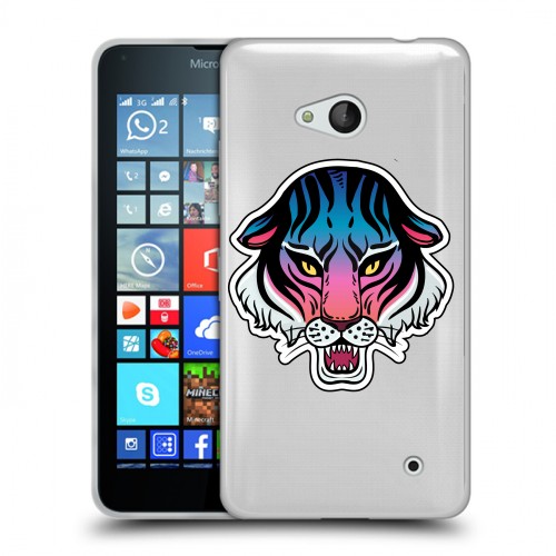 Дизайнерский пластиковый чехол для Microsoft Lumia 640 Прозрачные леопарды